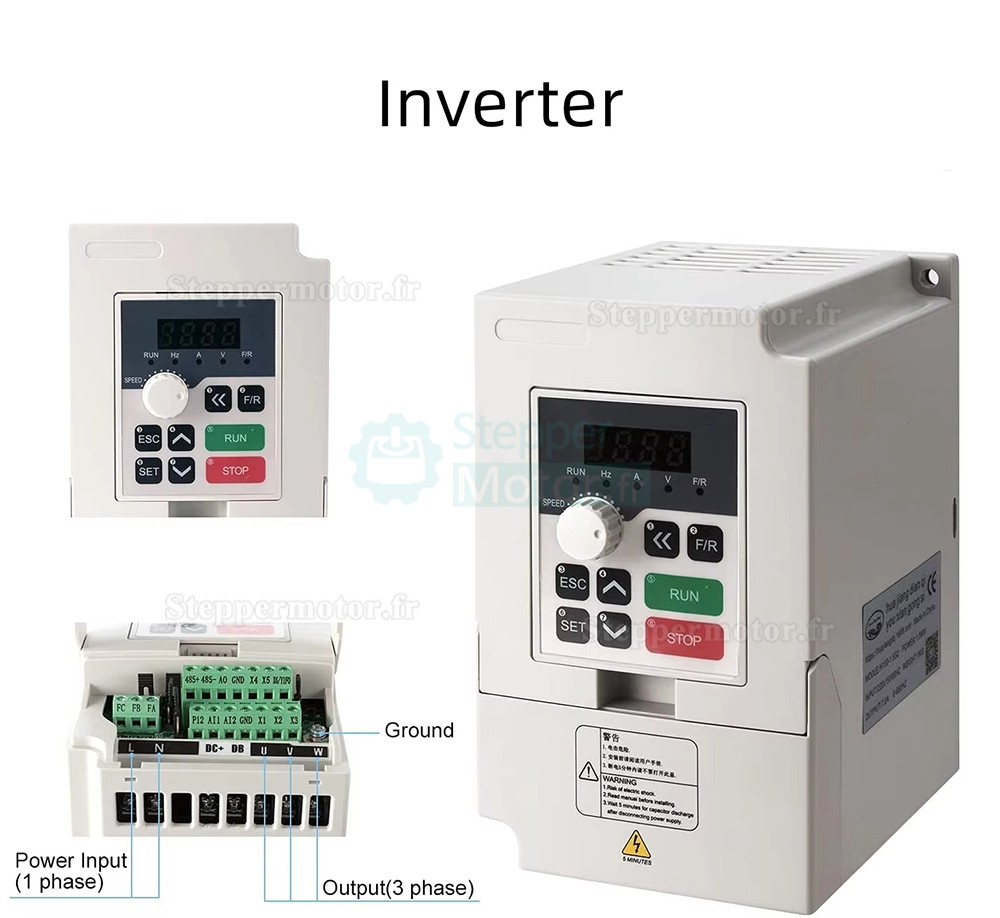 2,2kW 110V/220V Kit moteur de broche refroidi par air 80-2.2KW-ER20 + H100-2.2 avec variateur de fr&eacute;quence (VFD) et 13 pi&egrave;ces pinces ER20